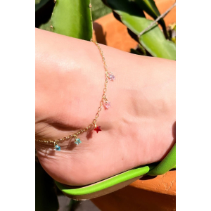 Tornozeleira de Estrelas de Zircônias Banhado em Ouro 18k