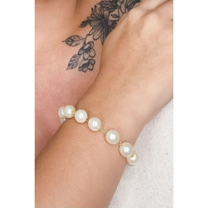 Pulseira Corrente de Pérolas Banhado em Ouro 18k