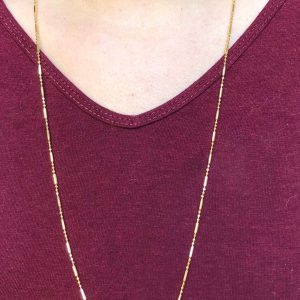 Colar com Corrente de Bolinha e Palito Banhado em Ouro 18k