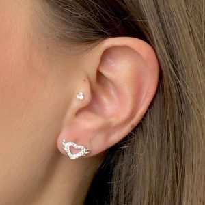 Brinco Coração com Asas de Prata 925