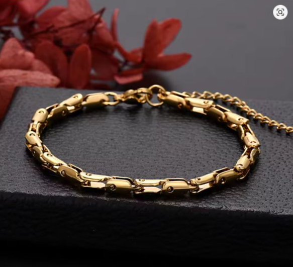 Pulseira de Corrente em Prata Maciça com Banho de Ouro 18k