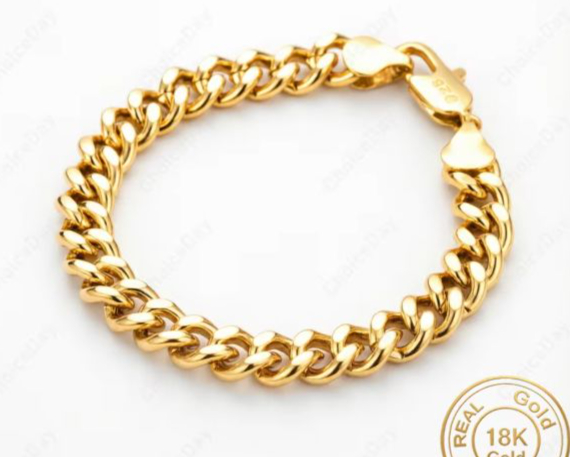 Pulseira Cubana Chunky 10mm Banhada a Ouro 18k