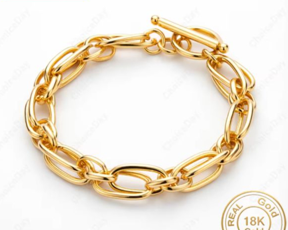 Pulseira Oval Vazada Banhada a Ouro 18k